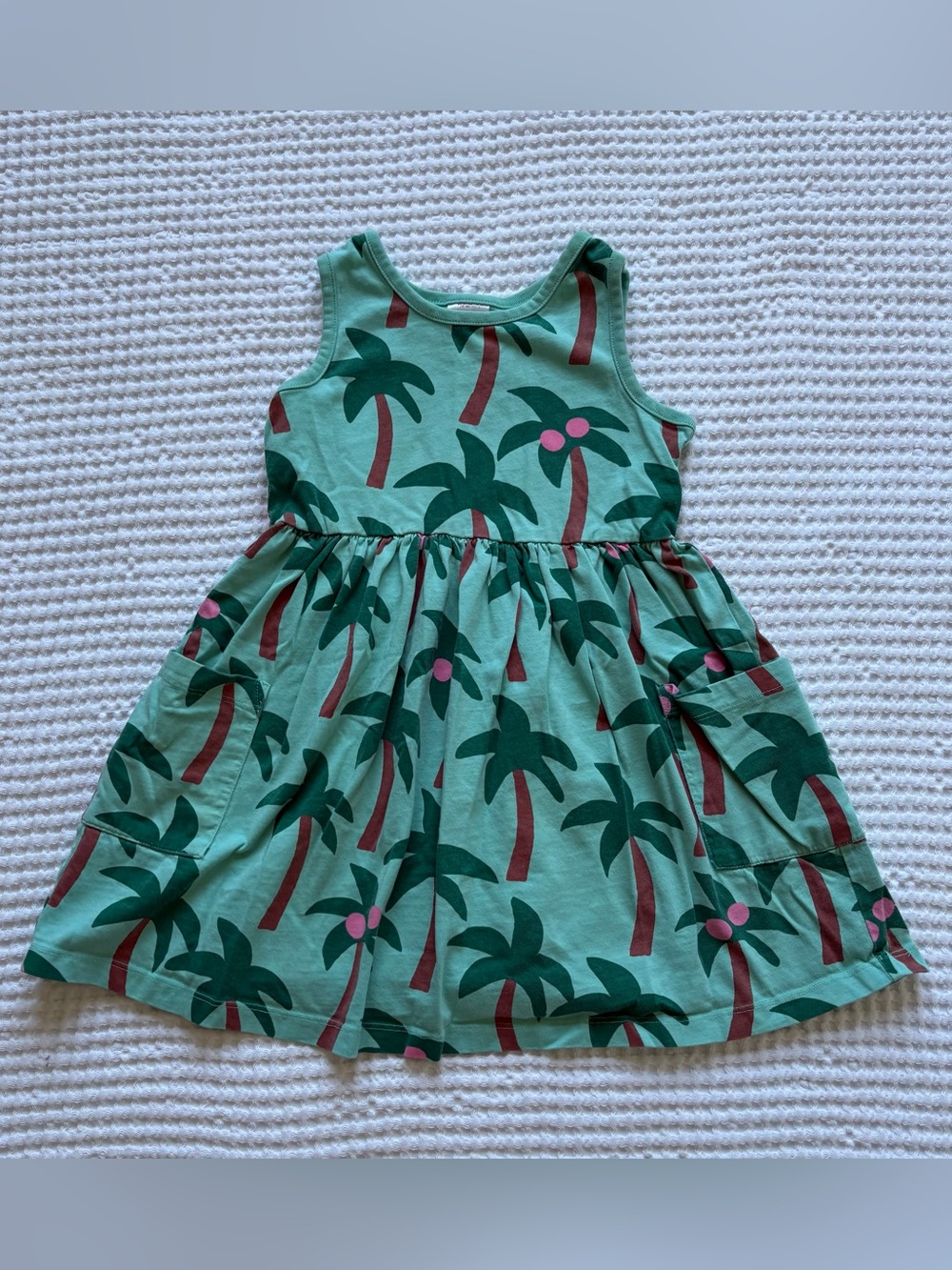 Hanna Andersson Green Playground Dress Palm Tree Coconut Pockets - Size 5